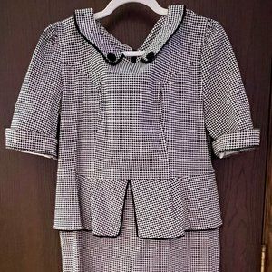 Miusol Women's Retro Neck Houndstooth-Print Peplum 1/2Sleeve Formal Pencil Dress